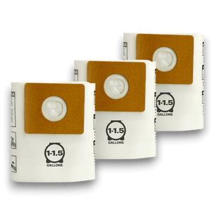 Shop-Vac 9066733 Vacuum Bags for 1-1.5 Gallon Series - Genuine 3 Pack displayed on a black background.