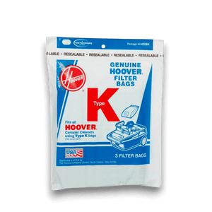 Hoover 4010028K Vacuum Bags for Spirit Canister Vacuums - Genuine 3 Pack packaging view.