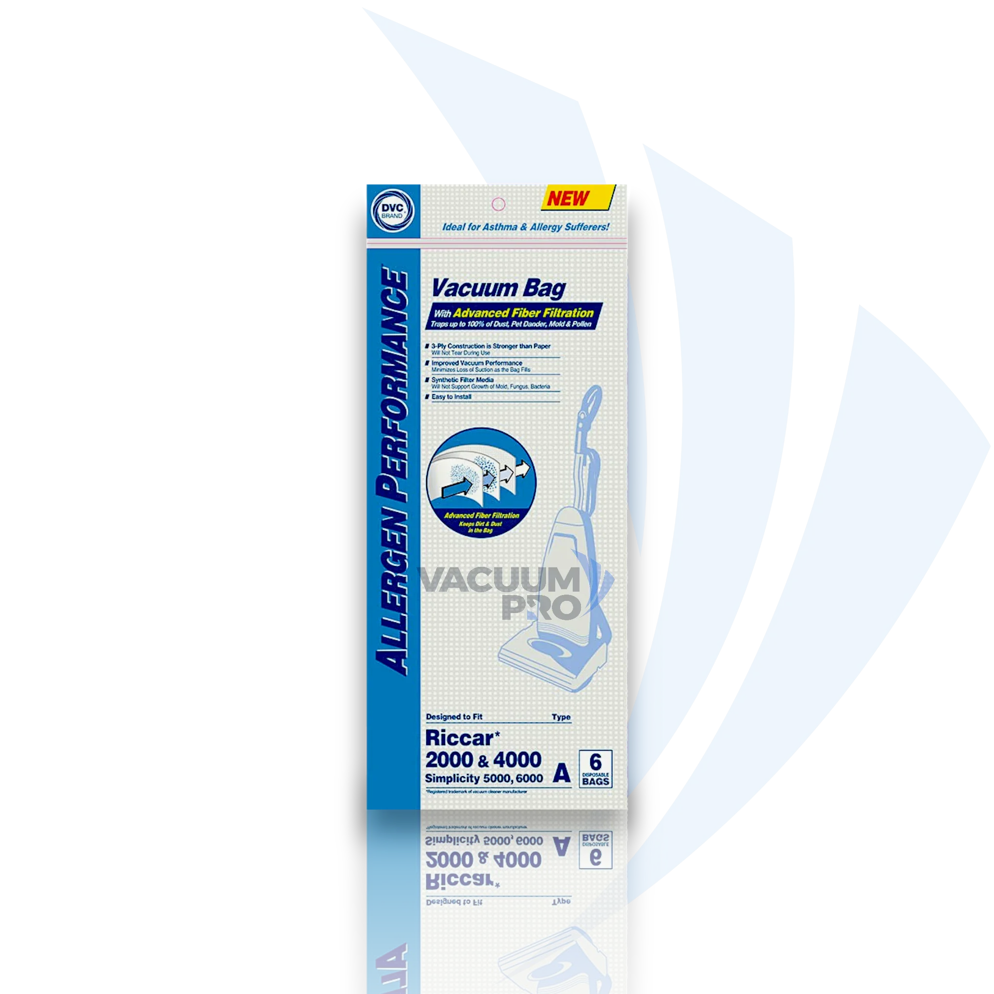 Replacement HEPA cloth bags for CleanMax vacuum, Part #888050 Vacuum Bags - HEPA Cloth, Fits CleanMax Cadet, Standard, Pro-Series, Part #888050 (Pack of 6).