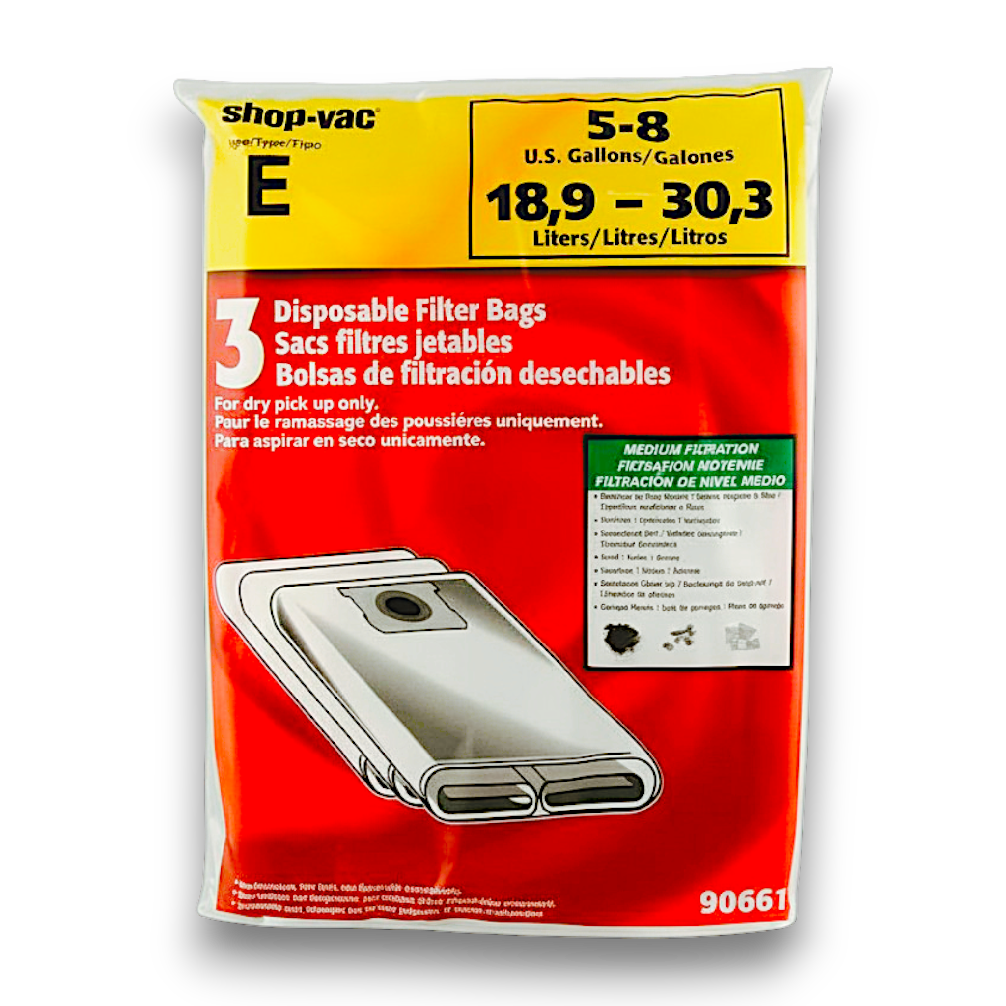 Shop-Vac 9066133 Vacuum Bags for 5-8 Gallon Series - Genuine 3 Pack