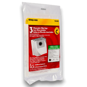 Shop-Vac 9066900 Vacuum Bags for 3 Gallon Series - Genuine 3 Pack in packaging for wet/dry vacuums.