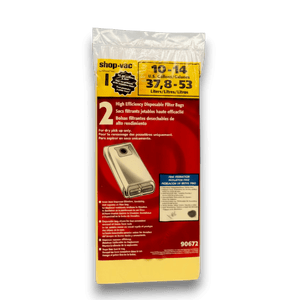 Shop-Vac 9067233 Vacuum Bags for 10-14 Gallon High Efficiency Series - Genuine 2 Pack, designed for high efficiency dust collection.