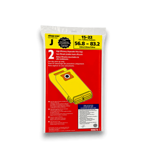 Shop-Vac 9067333 Vacuum Bags for 15-22 Gallon High Efficiency Series - Genuine 2 Pack product packaging image.