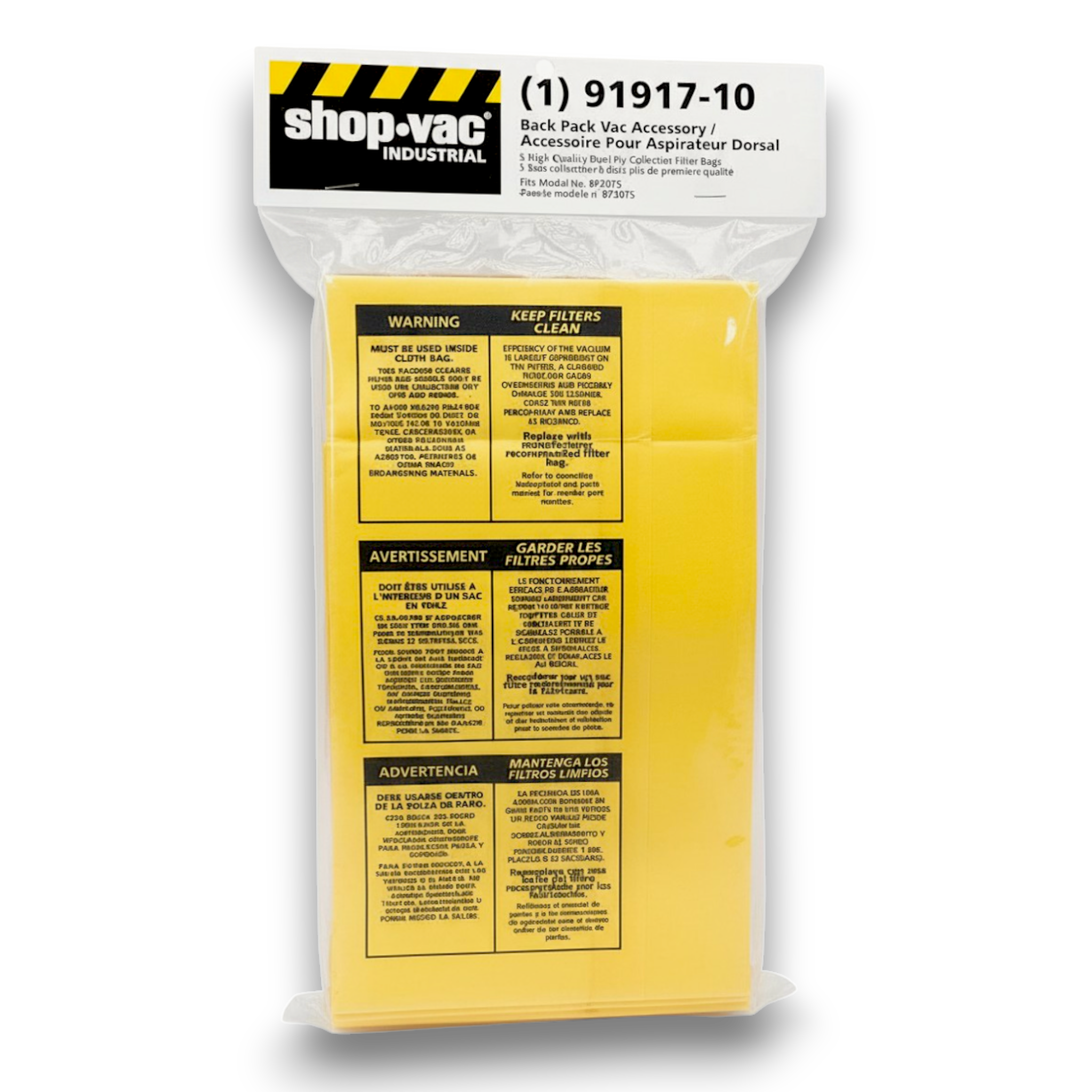 Shop-Vac 9191710 Vacuum Bags for BP20TS Backpack Series - Genuine 5 Pack