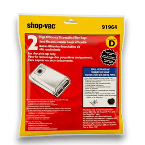 Shop-Vac 9196433 Vacuum Bags for 4 Gallon All Around Plus Series - Genuine 2 Pack packaging image.