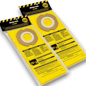 Shop-Vac 9198800 Vacuum Bags for SP550A Backpack Series - Genuine 2 Pack displayed in packaging.