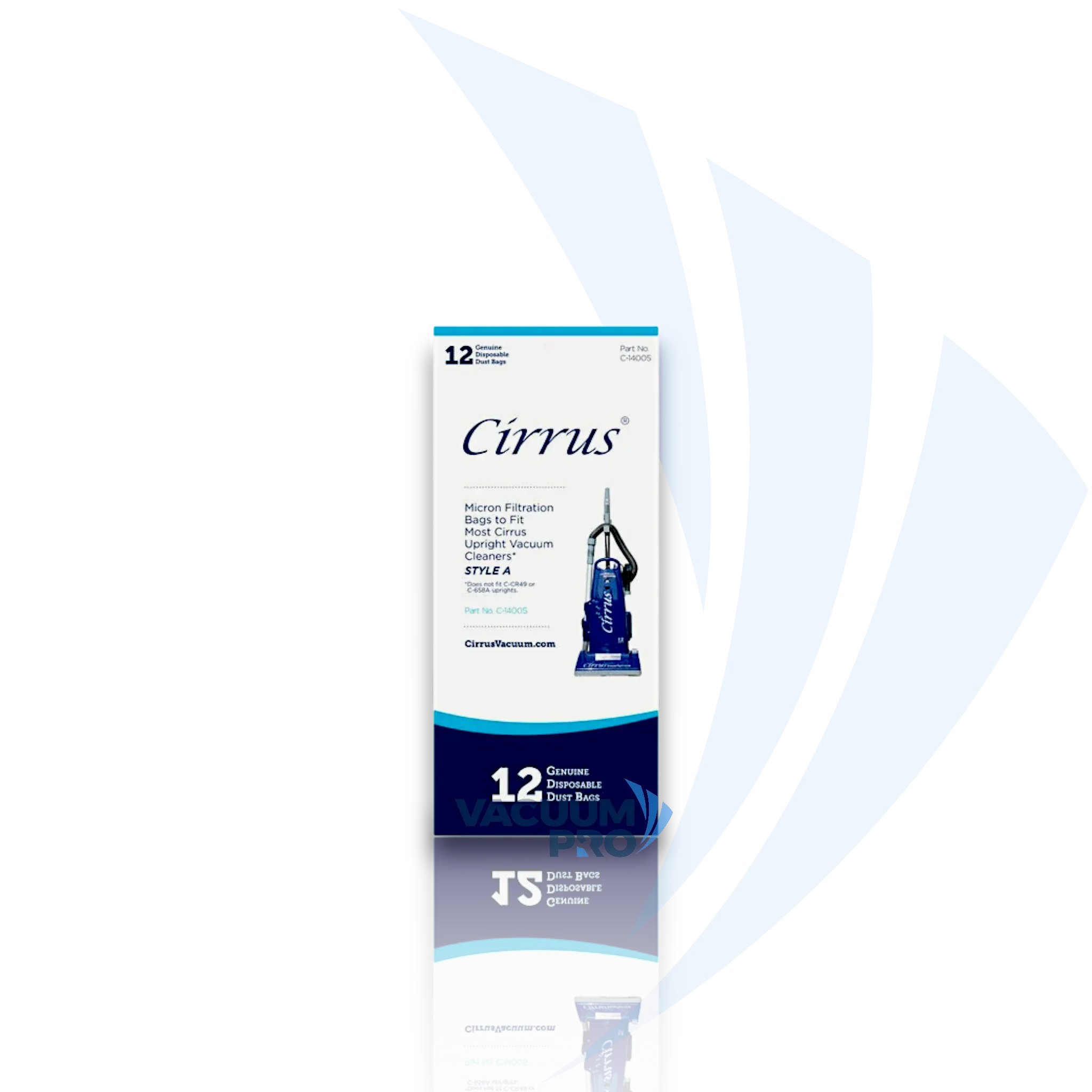 Replacement Bags - Paper, Fits Cirrus & ProGrade Upright Models, Part #C-14005 (Pack of 12) for Cirrus vacuum, Part #C-14005