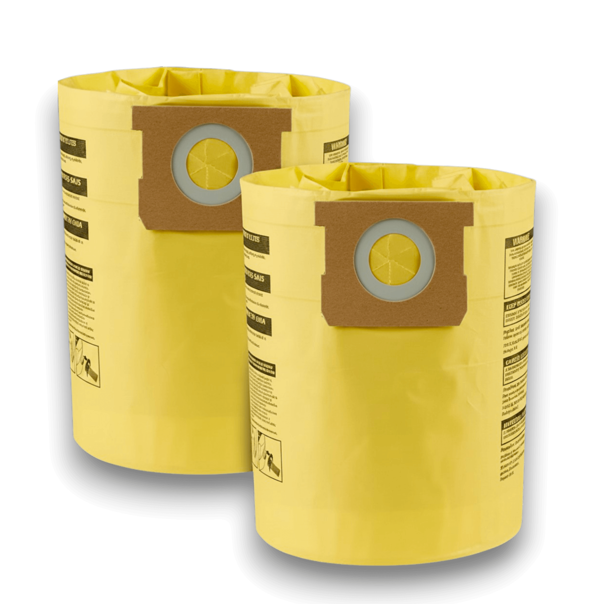 Shop-Vac 9067233 Vacuum Bags for 10-14 Gallon High Efficiency Series - Genuine 2 Pack in yellow design.