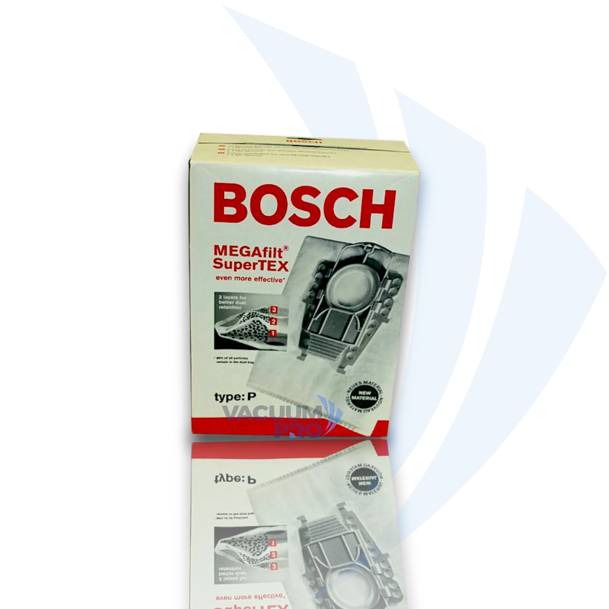 Replacement Bags - MEGAfilt SuperTEX, Fits Bosch Type P Canister, Part #BBZ52AFP2U (Pack of 5) for Bosch vacuum, Part #BBZ52AFP2U