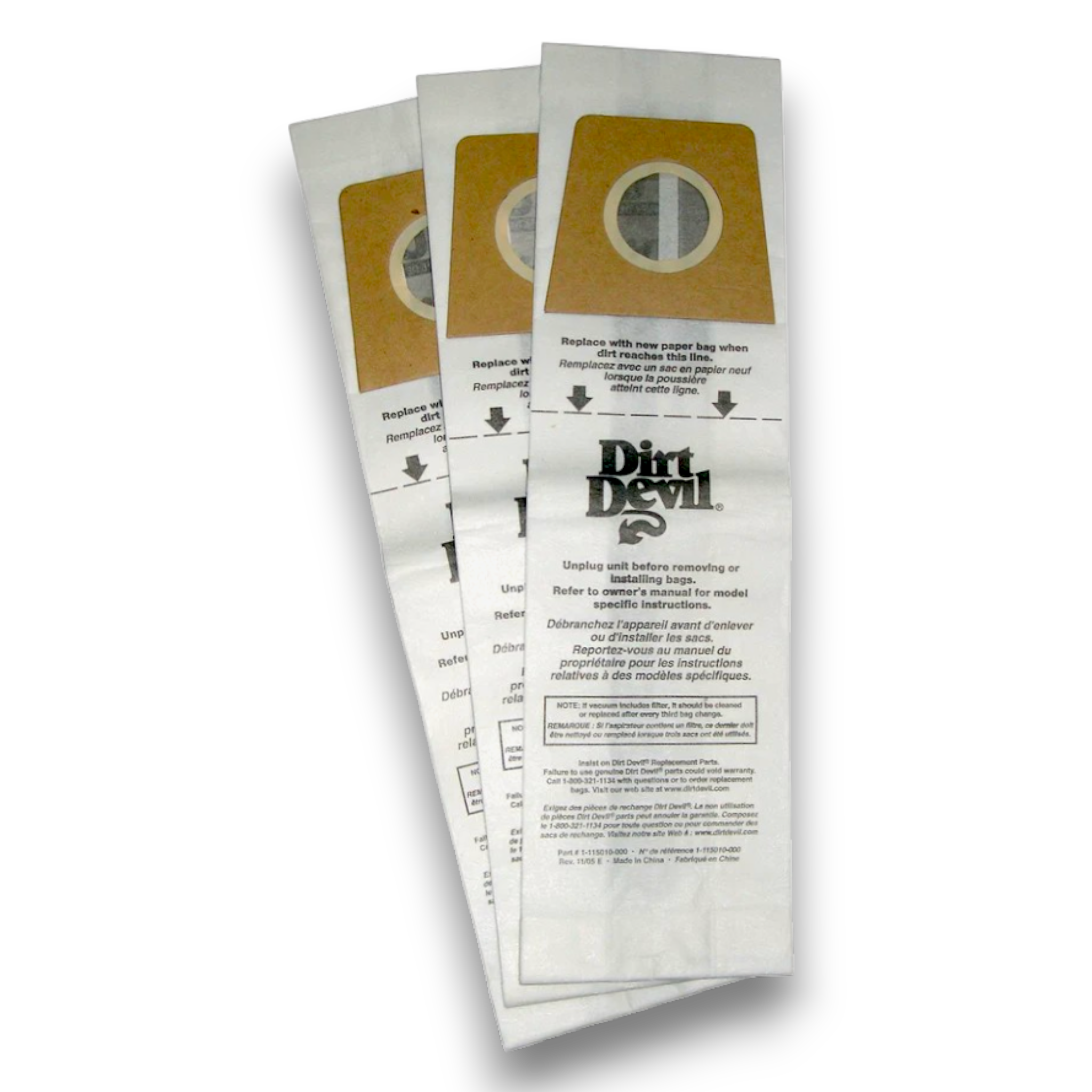 Dirt Devil 3920047001 Vacuum Bags for Type U Upright Vacuums - Genuine 3 Pack