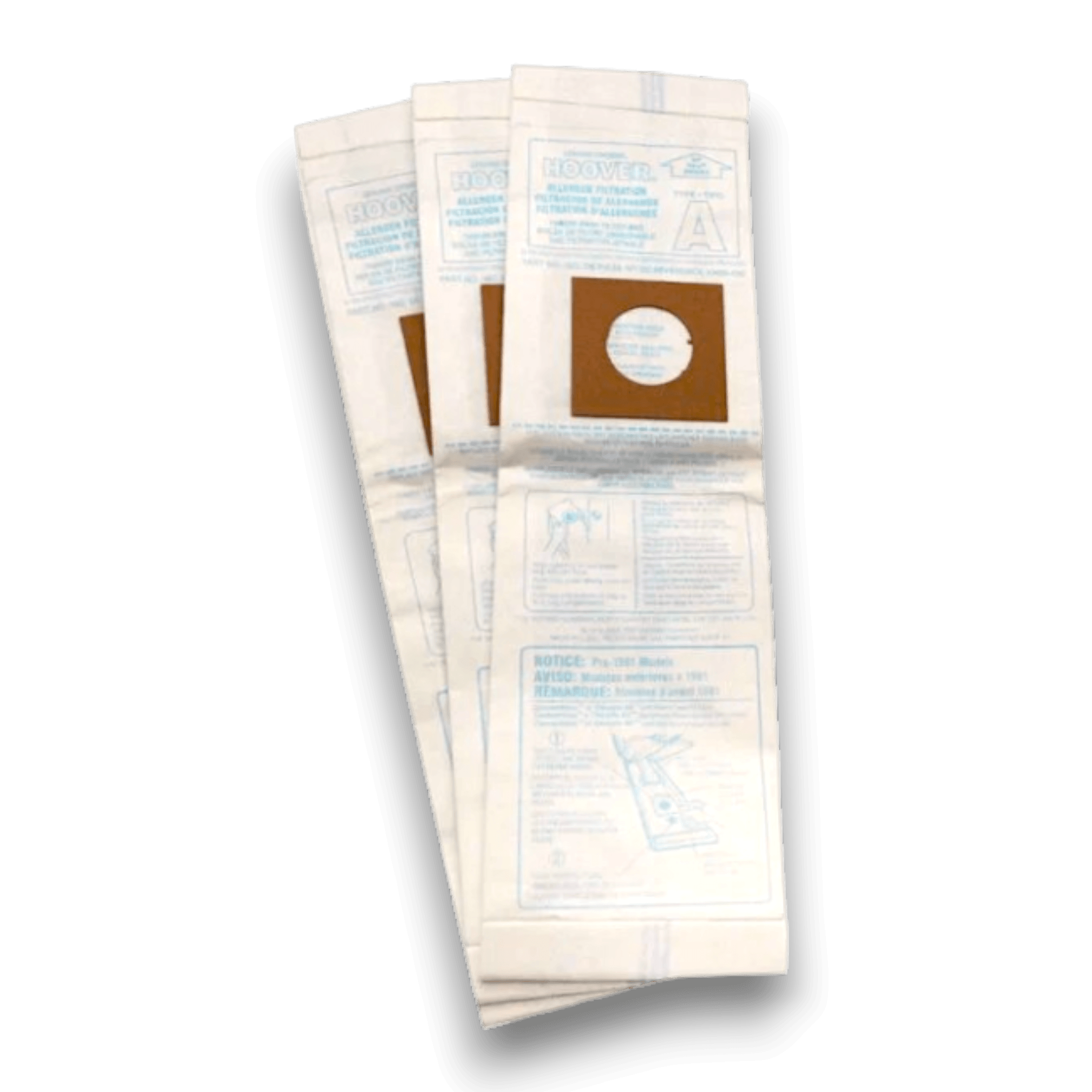 Hoover 4010100Z Vacuum Bags for Type Z Upright Vacuums - Genuine 3 Pack, featuring allergen micro-filtration design.
