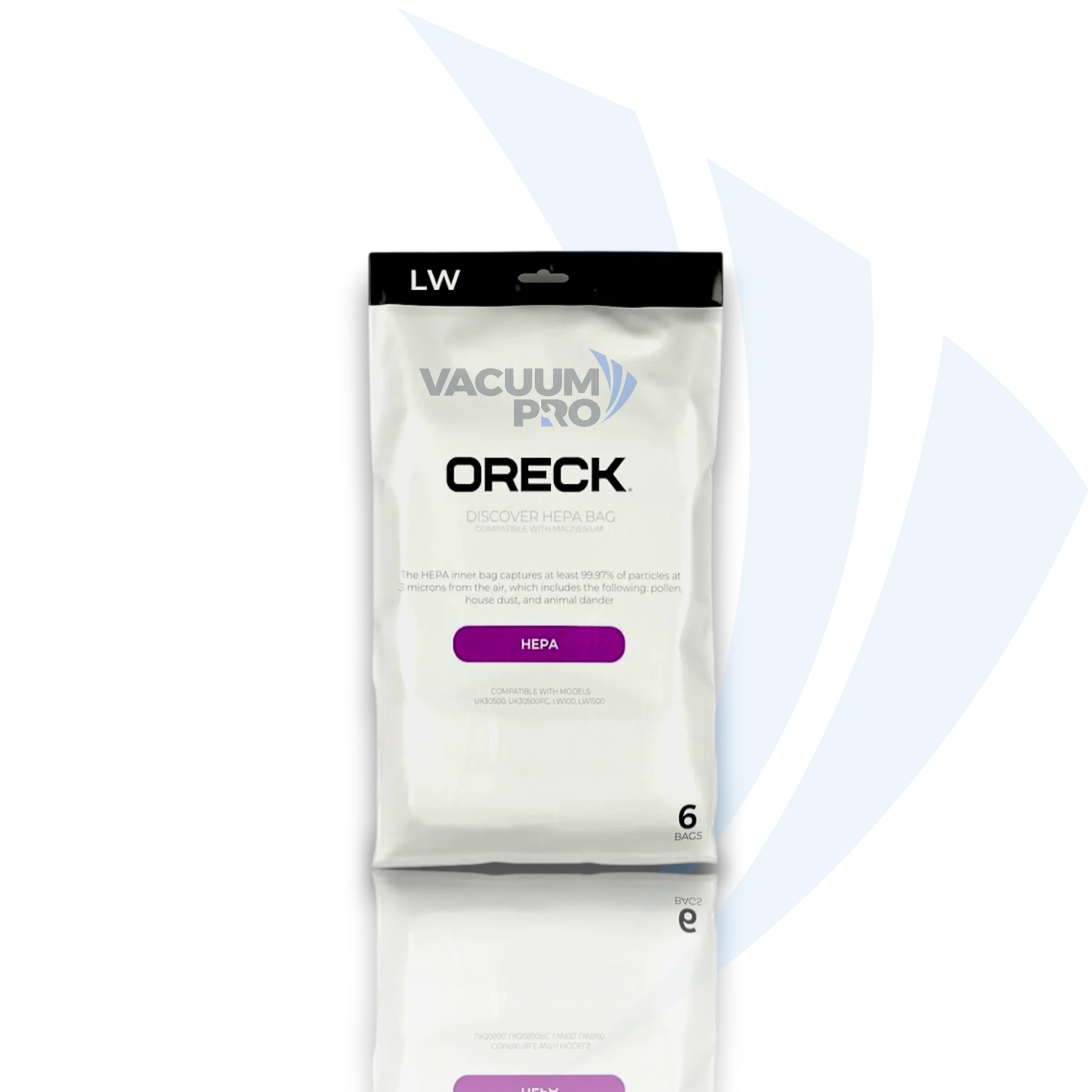 Replacement HEPA bags for Oreck vacuum, Part #AK1LW6H 83055-01 Vacuum Bags - HEPA Filtration, Fits Oreck Magnesium, Part #AK1LW6H, 83055-01 (Pack of 6).