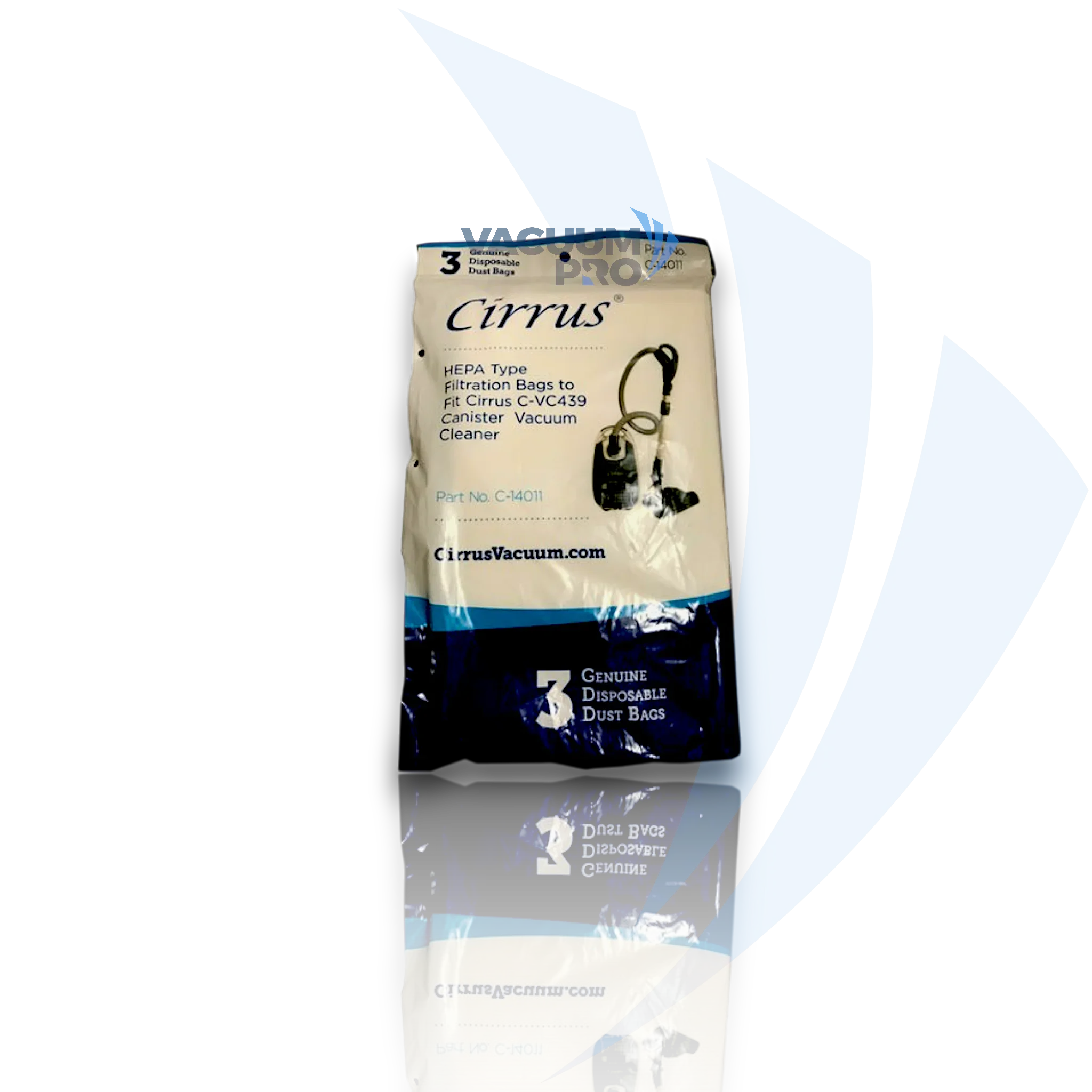 Replacement Vacuum Bags - HEPA Filtration, Fits Cirrus VC439 Canister, Part #C-14011 (Pack of 3) for Cirrus vacuum, Part #C-14011