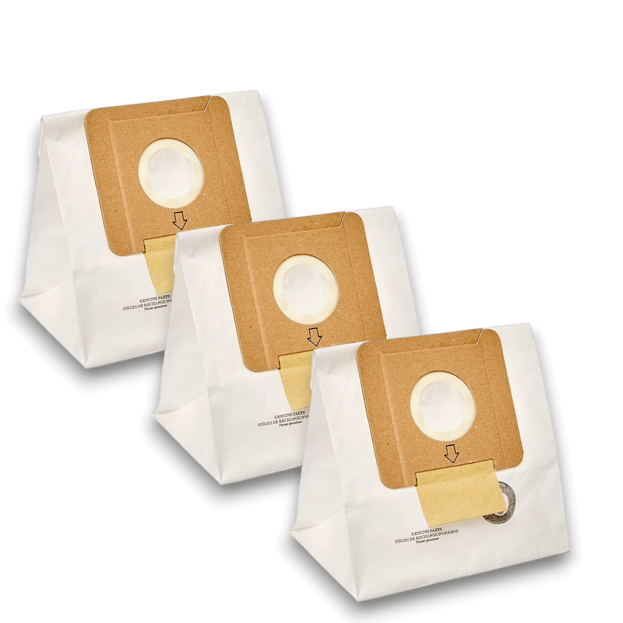 Dirt Devil AD10030 Vacuum Bags for Type O Canister Vacuums - Genuine 3 Pack in white bags with labels.