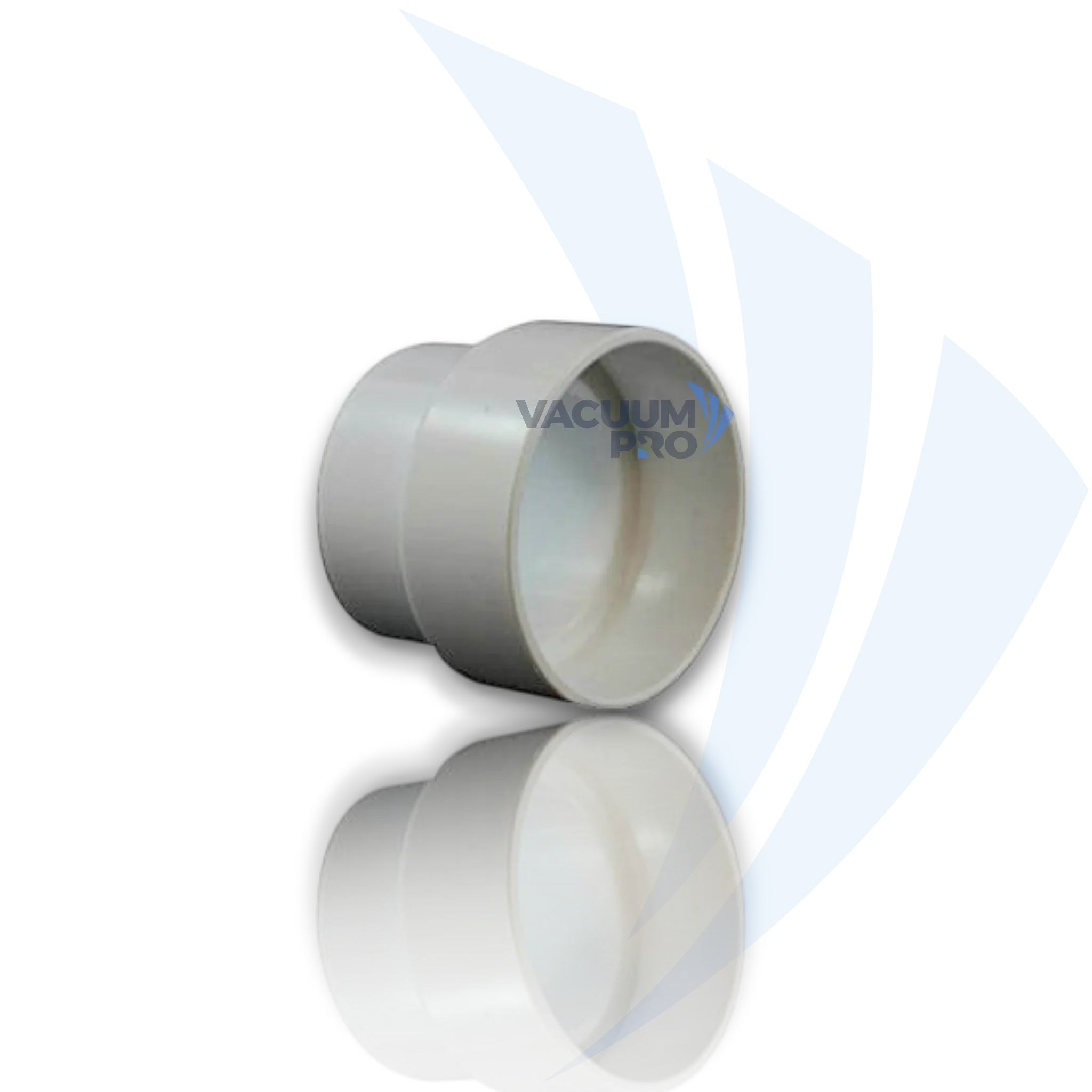 Alt Tag: Replacement Pipe Reducer - White PVC 2" to 40mm Coupling, Fits Canplas Hayden Central Vacuum Systems, Part #765530W for Canplas Hayden vacuum, Part #765530W
