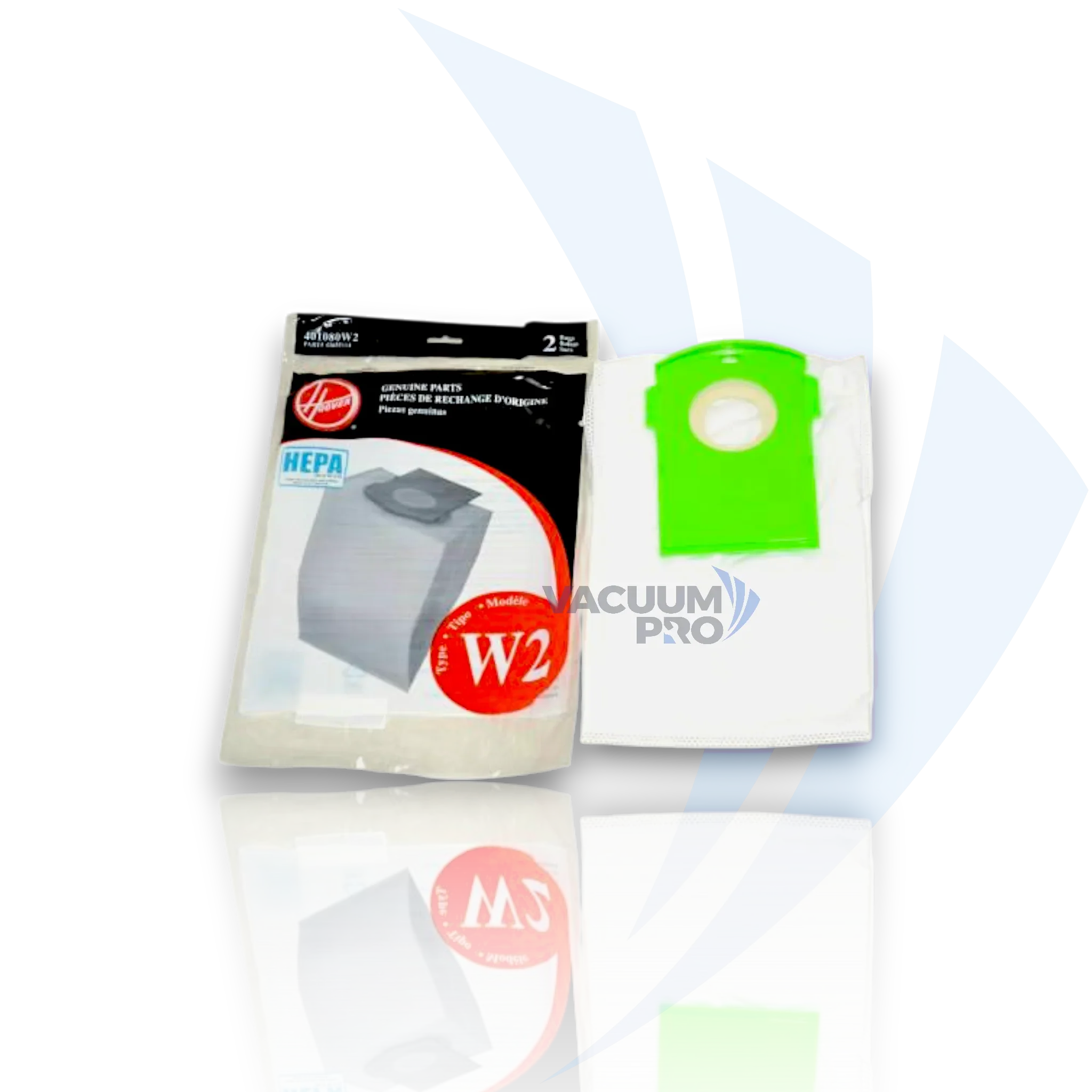 Replacement W2 HEPA bags for Hoover vacuum, Part #401080W2