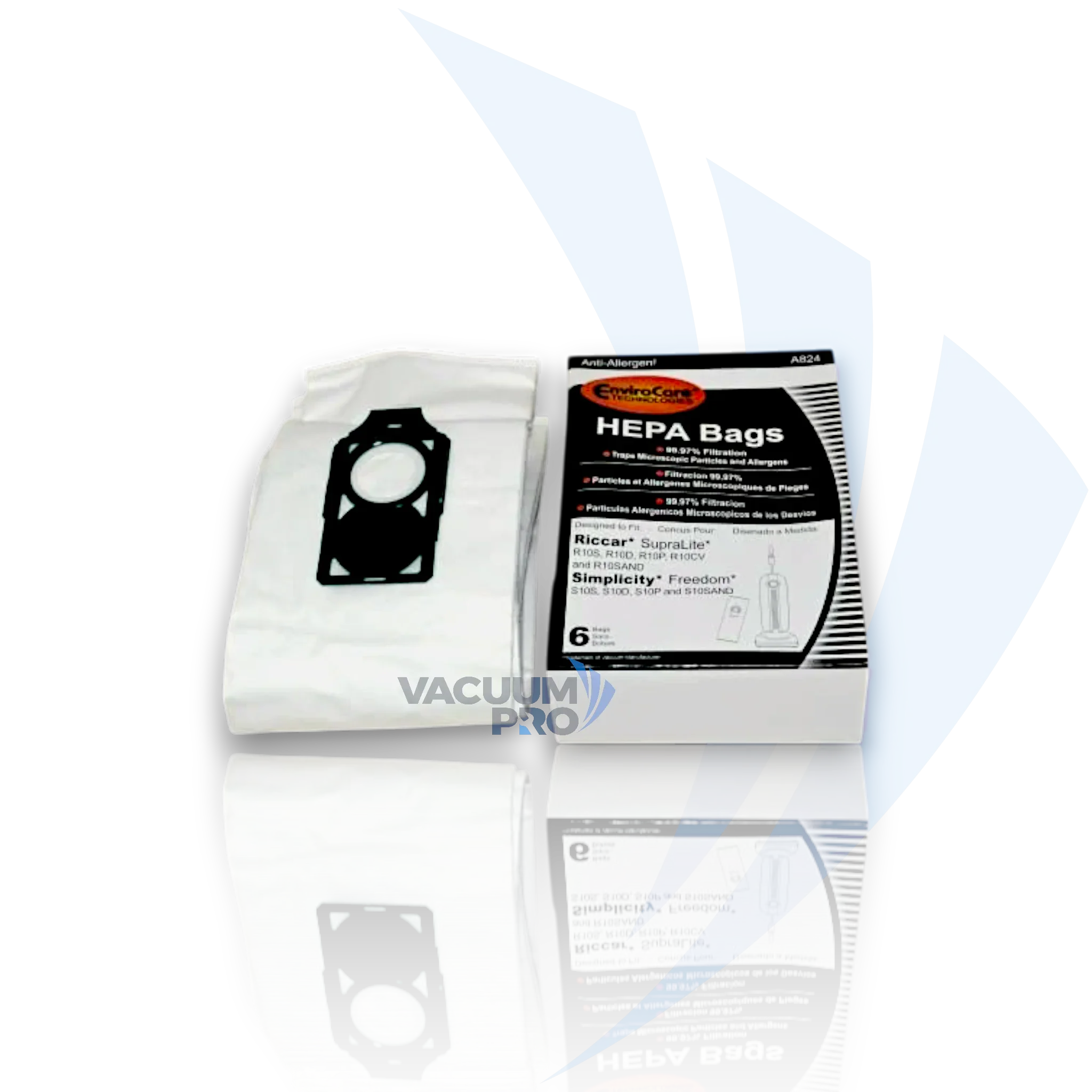 Alt Tag: Replacement HEPA cloth bags for CleanMax vacuum, Part #A824