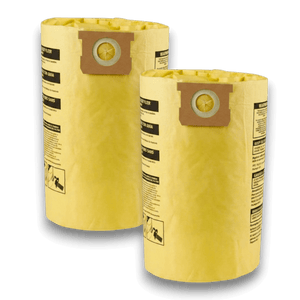 Shop-Vac 9067333 Vacuum Bags for 15-22 Gallon High Efficiency Series - Genuine 2 Pack on a black background.