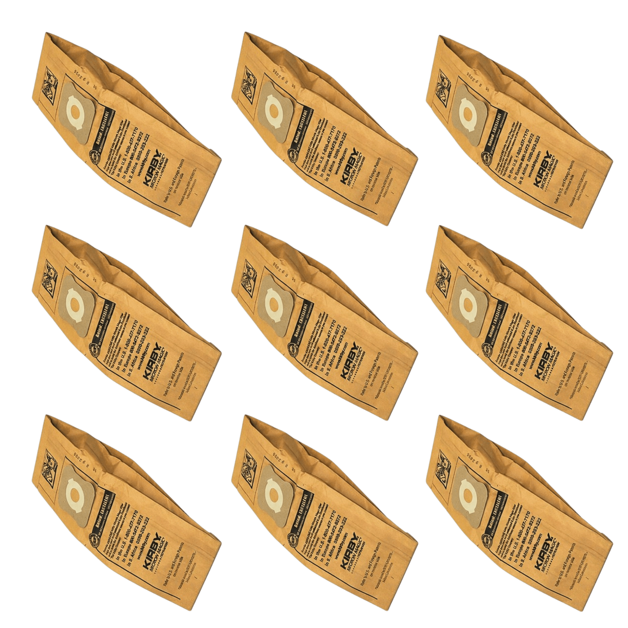Kirby 197394A Vacuum Bags for Generation Series Vacuums - Genuine 9 Pack displayed in a grid pattern.