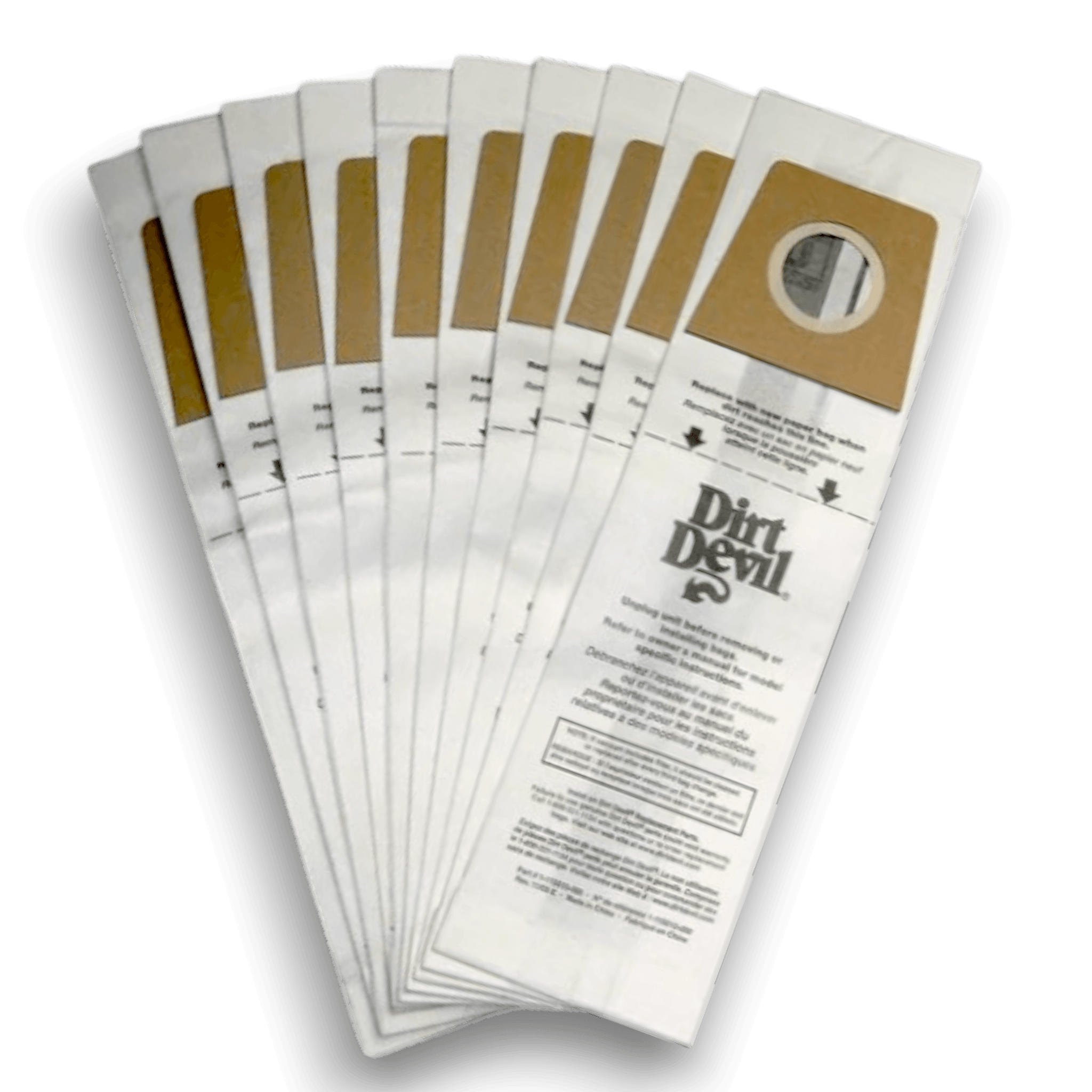 Dirt Devil 3920048001 Vacuum Bags for Type U Upright Vacuums - Genuine 10 Pack showing packaging design