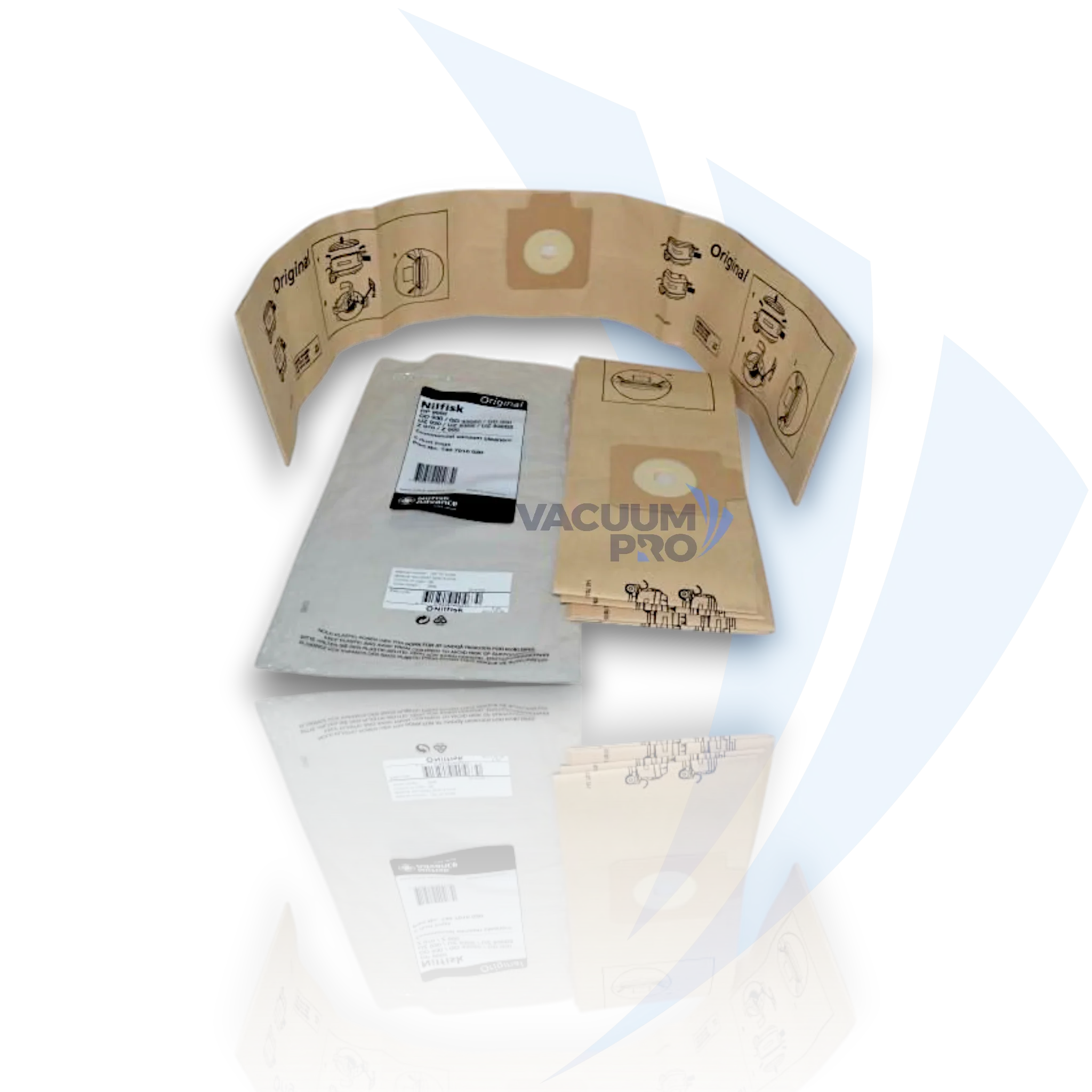 Replacement high filtration paper bags for Nilfisk vacuum, Part #1407015040