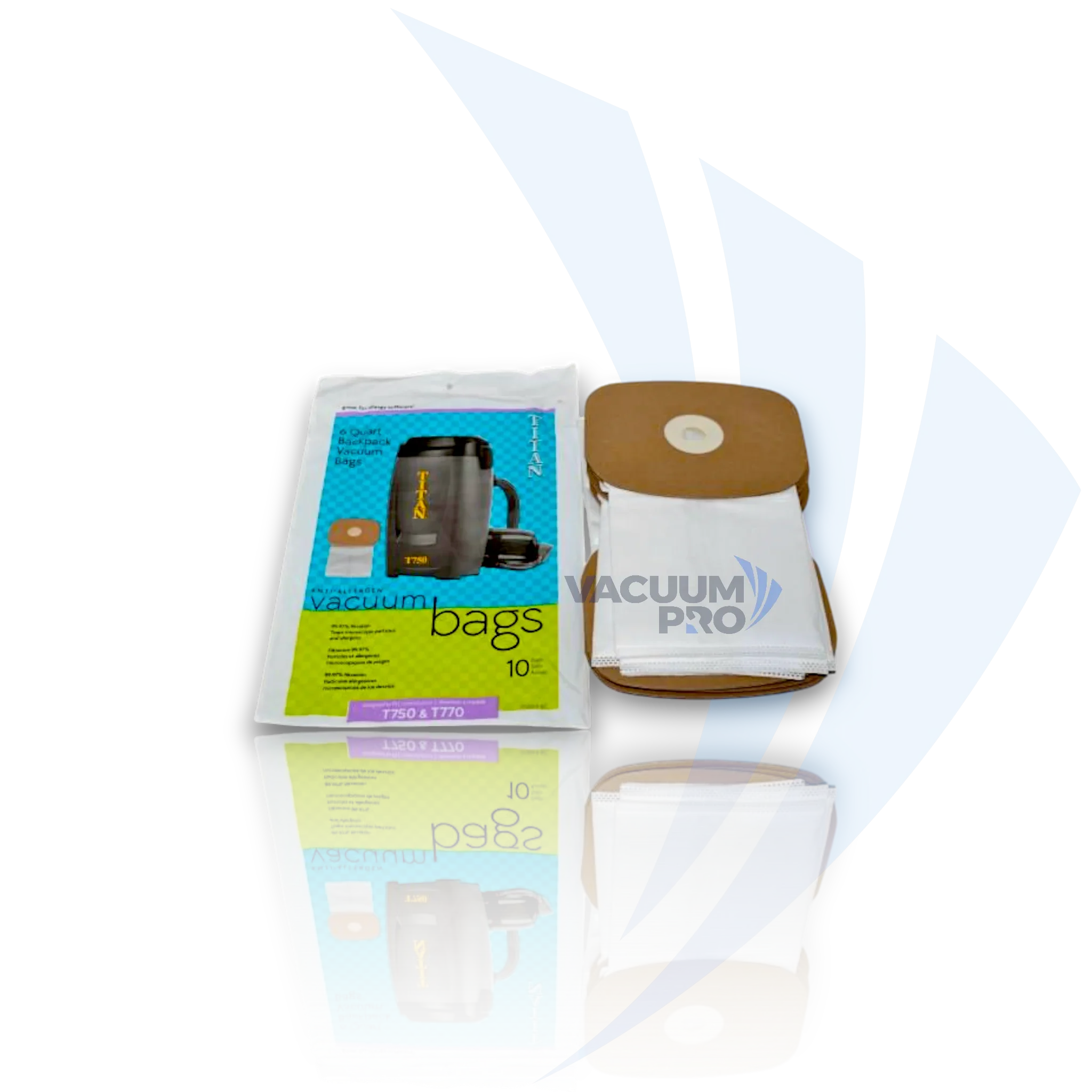 Replacement paper bags for Titan vacuum, Part #17-2433-04 Vacuum Paper Bags - Multi-Layer Paper, Fits Titan T750 Backpack, Part #17-2433-04 (Pack of 10).