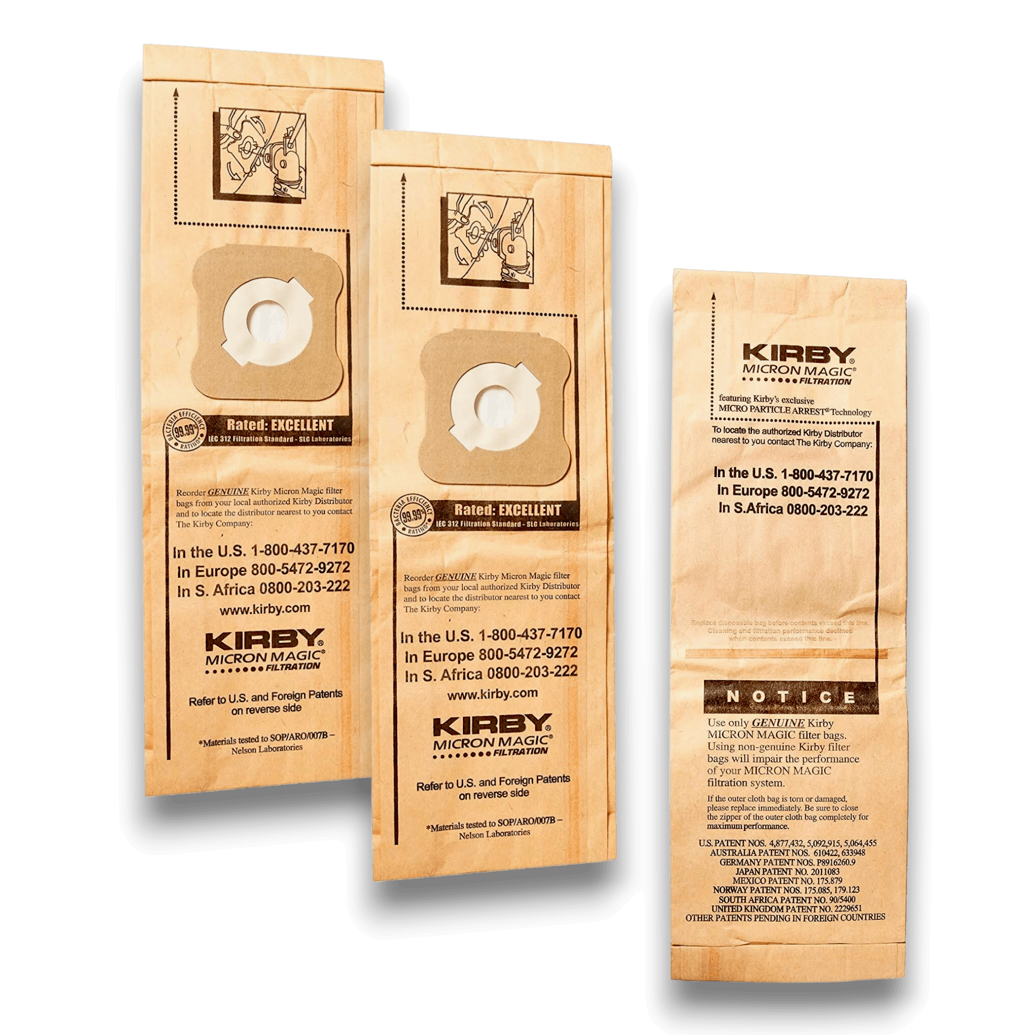 Kirby 197294S Vacuum Bags for Generation Series Vacuums - Genuine 3 Pack displayed in an appealing arrangement.