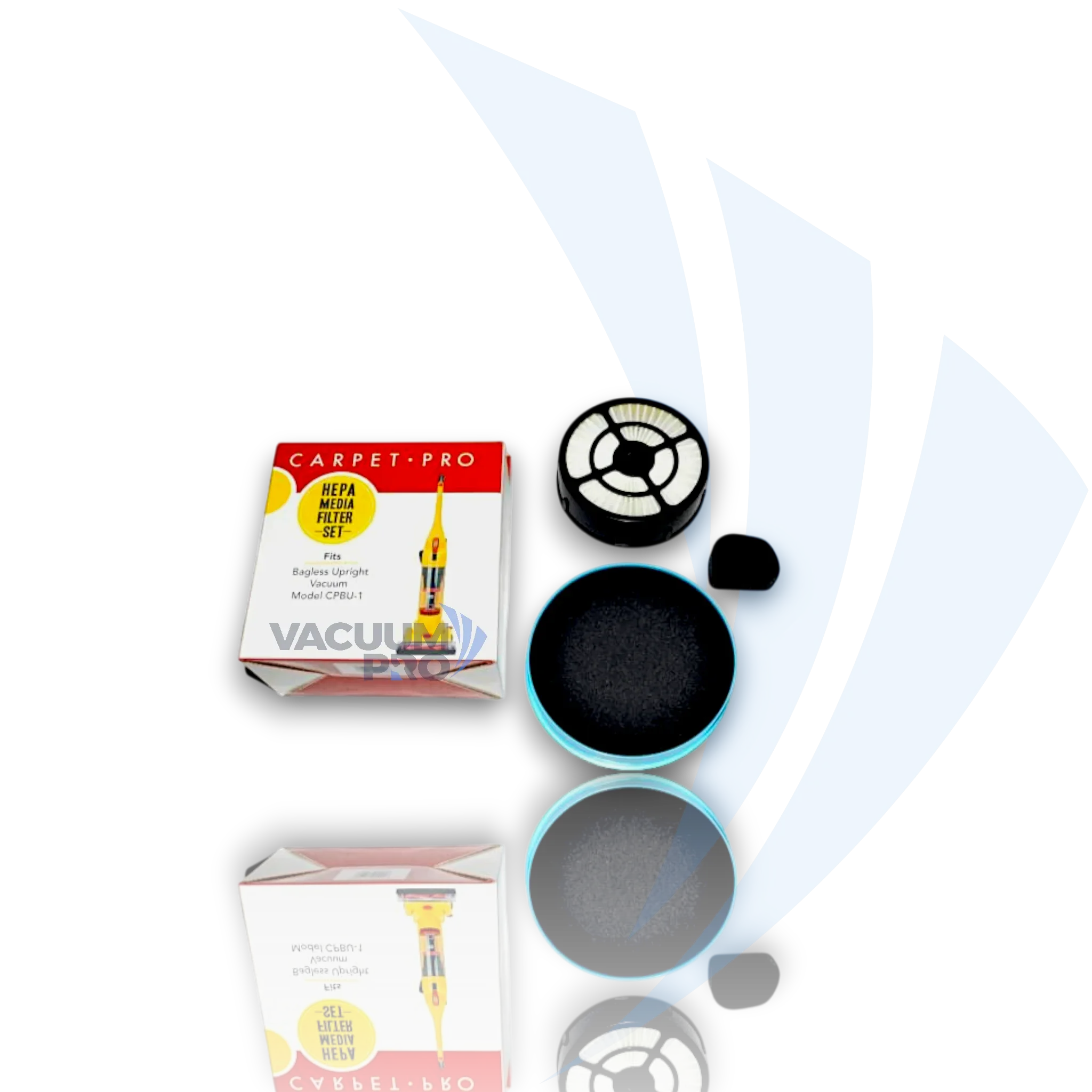 Replacement HEPA & secondary filter set for Carpet Pro vacuum, Part #CPBU-F Vacuum Filter Set - HEPA & Secondary, Fits Carpet Pro CPBU-1, Part #CPBU-F