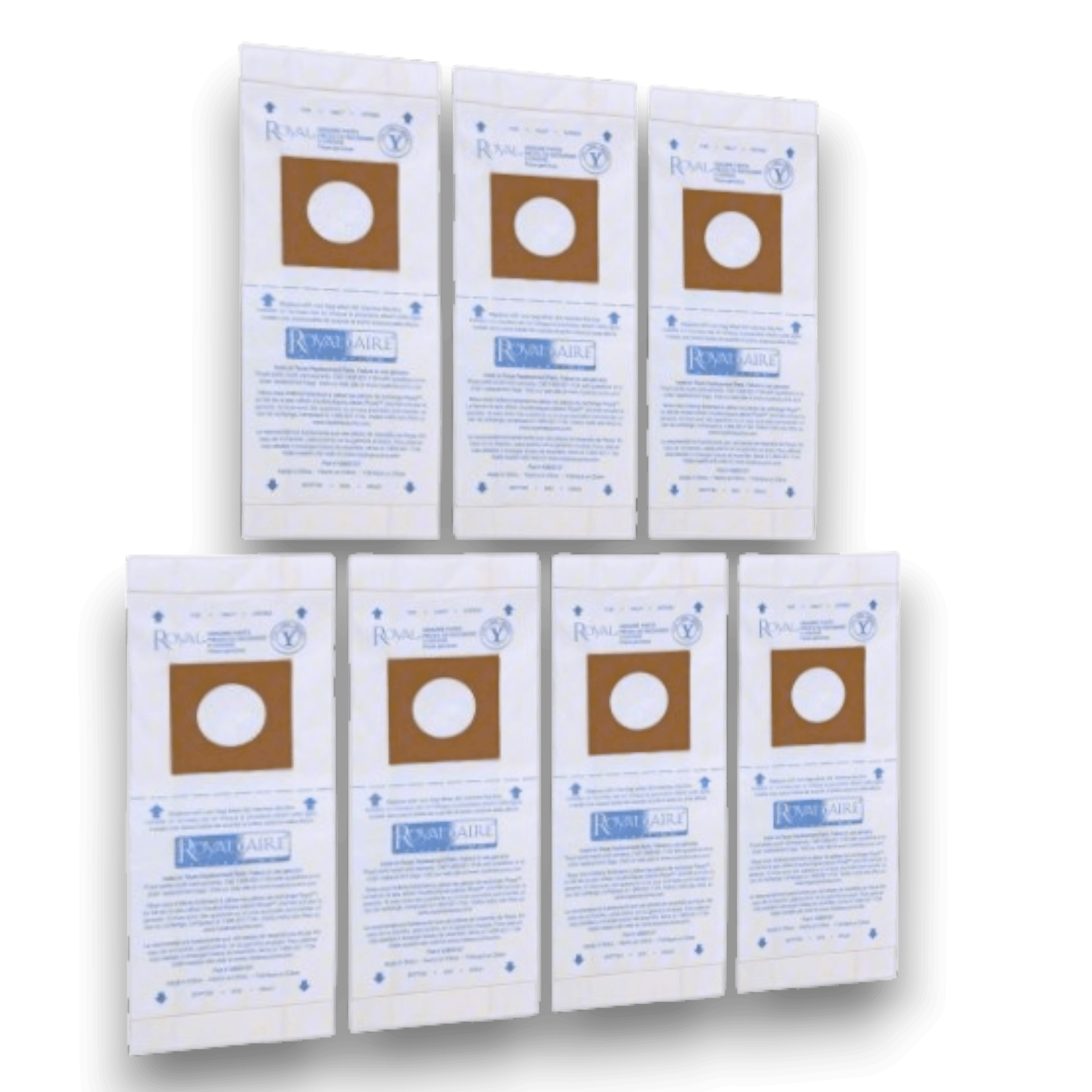 Royal AR10140 Vacuum Bags for CleanSeeker & Pro Series Uprights - Genuine 7 Pack displayed.
