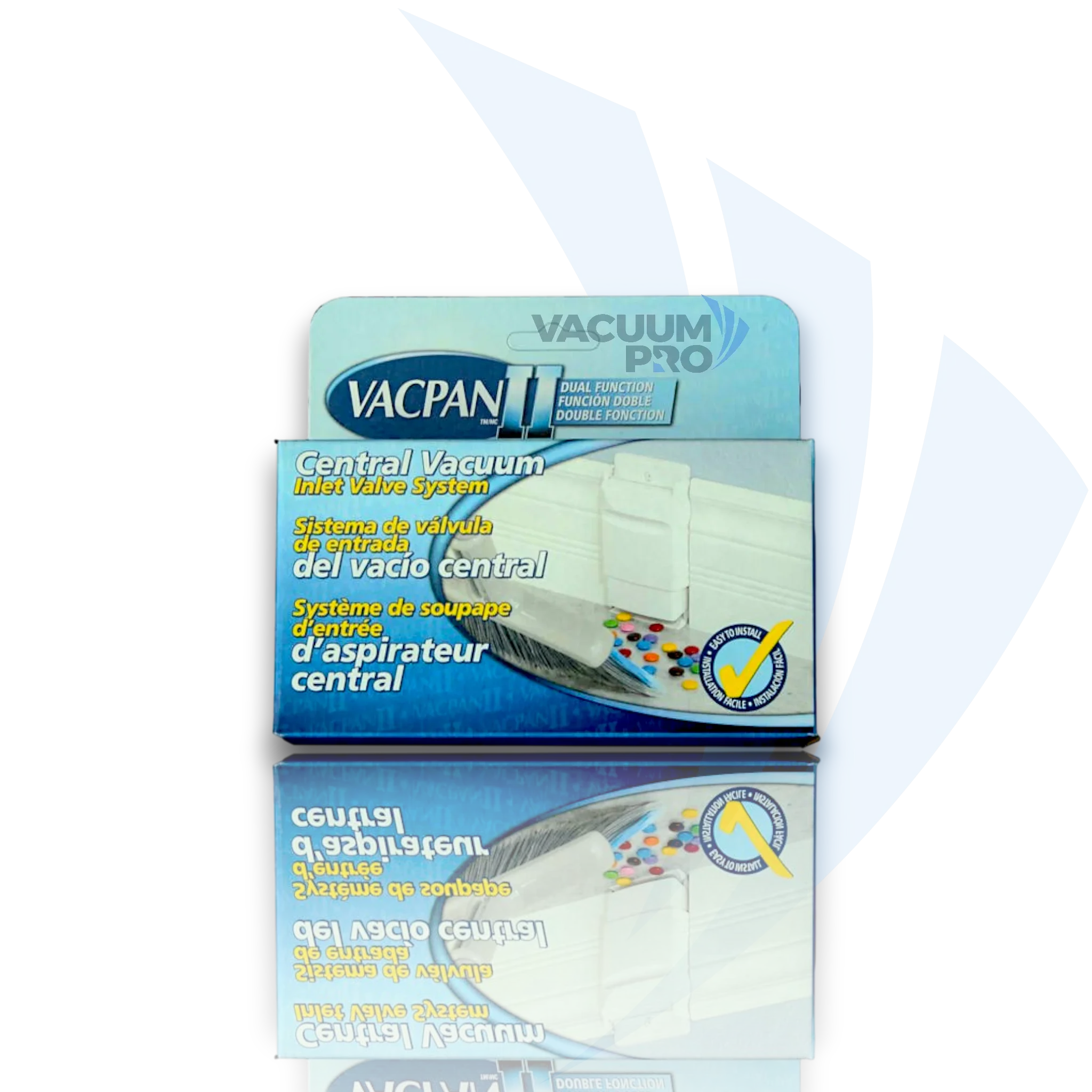 Replacement sweep inlet valve baseboard mount white for VacPan II vacuum, Part #VCPW02-BM