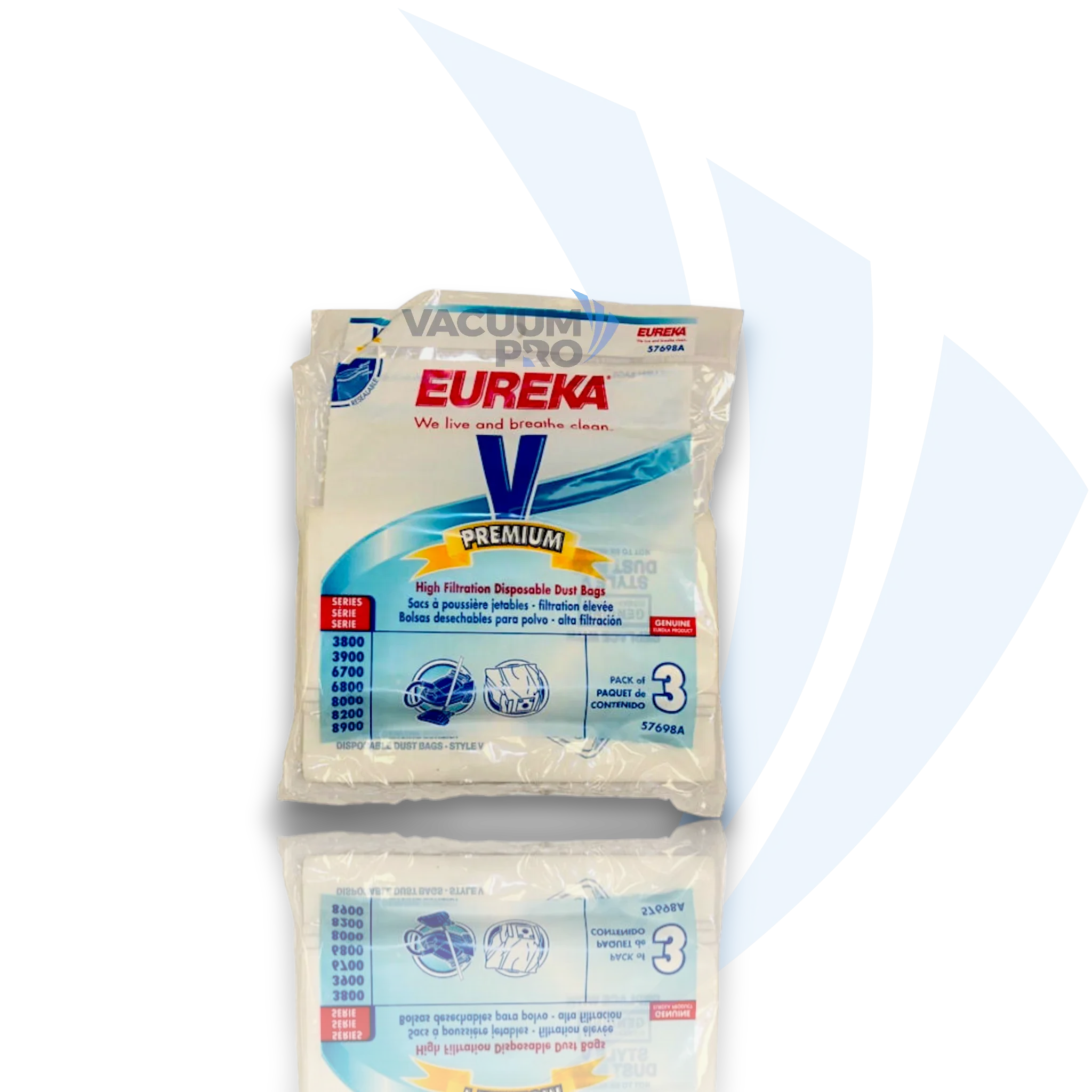 Replacement paper bags for Eureka vacuum, Part #57698A Vacuum Bags - Paper, Fits Eureka Powerteam, Rally, Home Cleaning System Canisters, Part #57698A (Pack of 3)