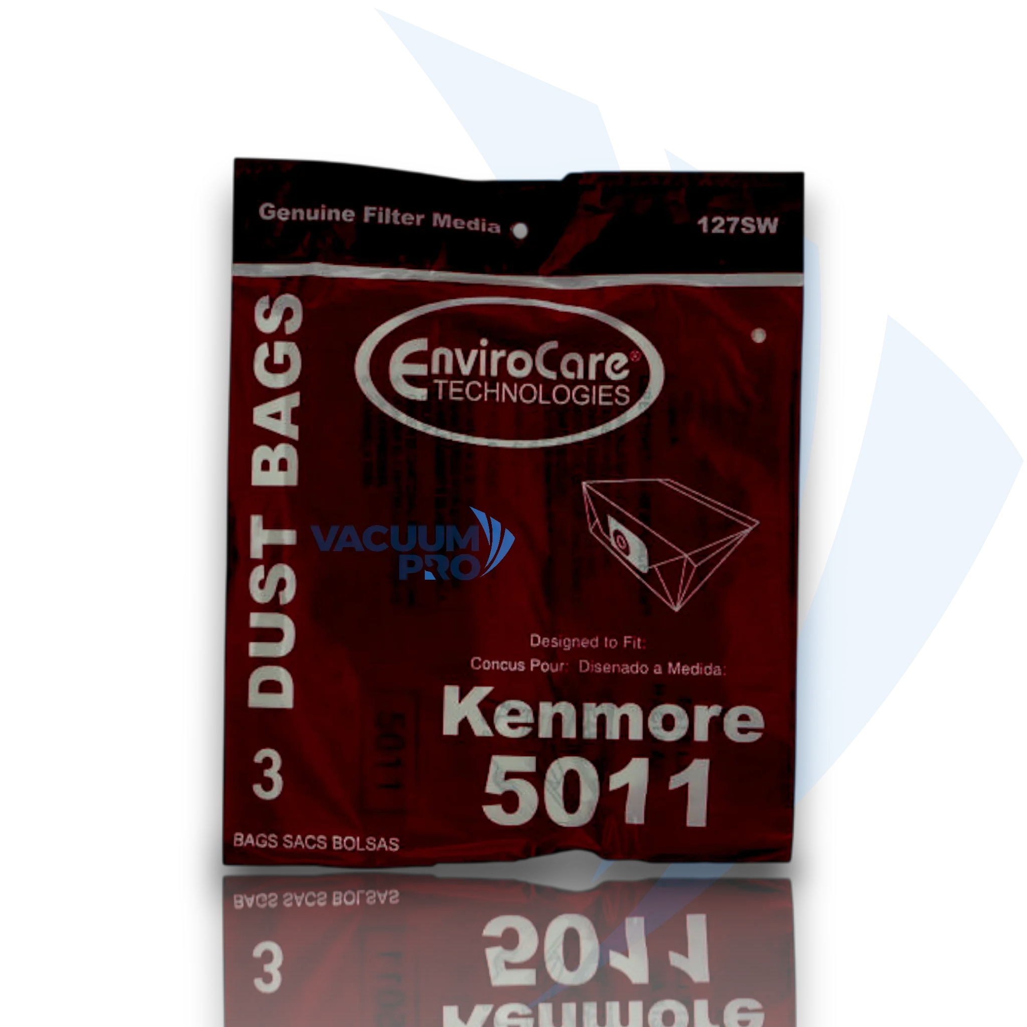 Replacement Bags - Paper, Fits Kenmore 609188 & Sanyo SC-P5A, Part #127SW  (Pack of 3) for Kenmore vacuum, Part #127SW