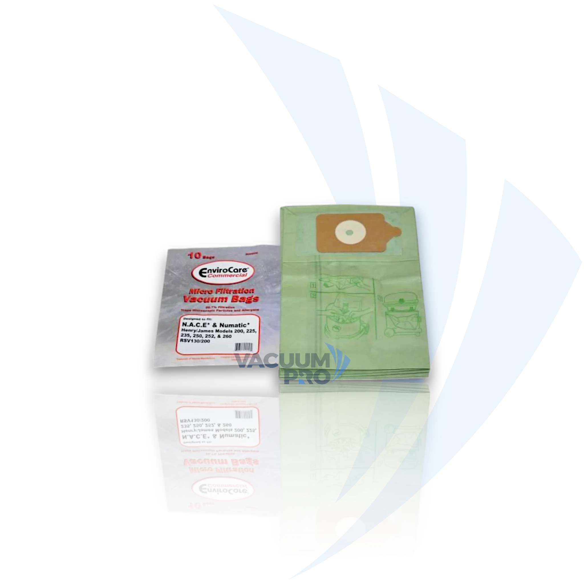 Replacement Bags - Allergen Filtration, Fits Numatic Henry & James, Part #ECCNVM (Pack of 10) for Numatic vacuum, Part #ECCNVM
