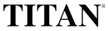 Titan logo wordmark in black and gray with registered trademark symbol