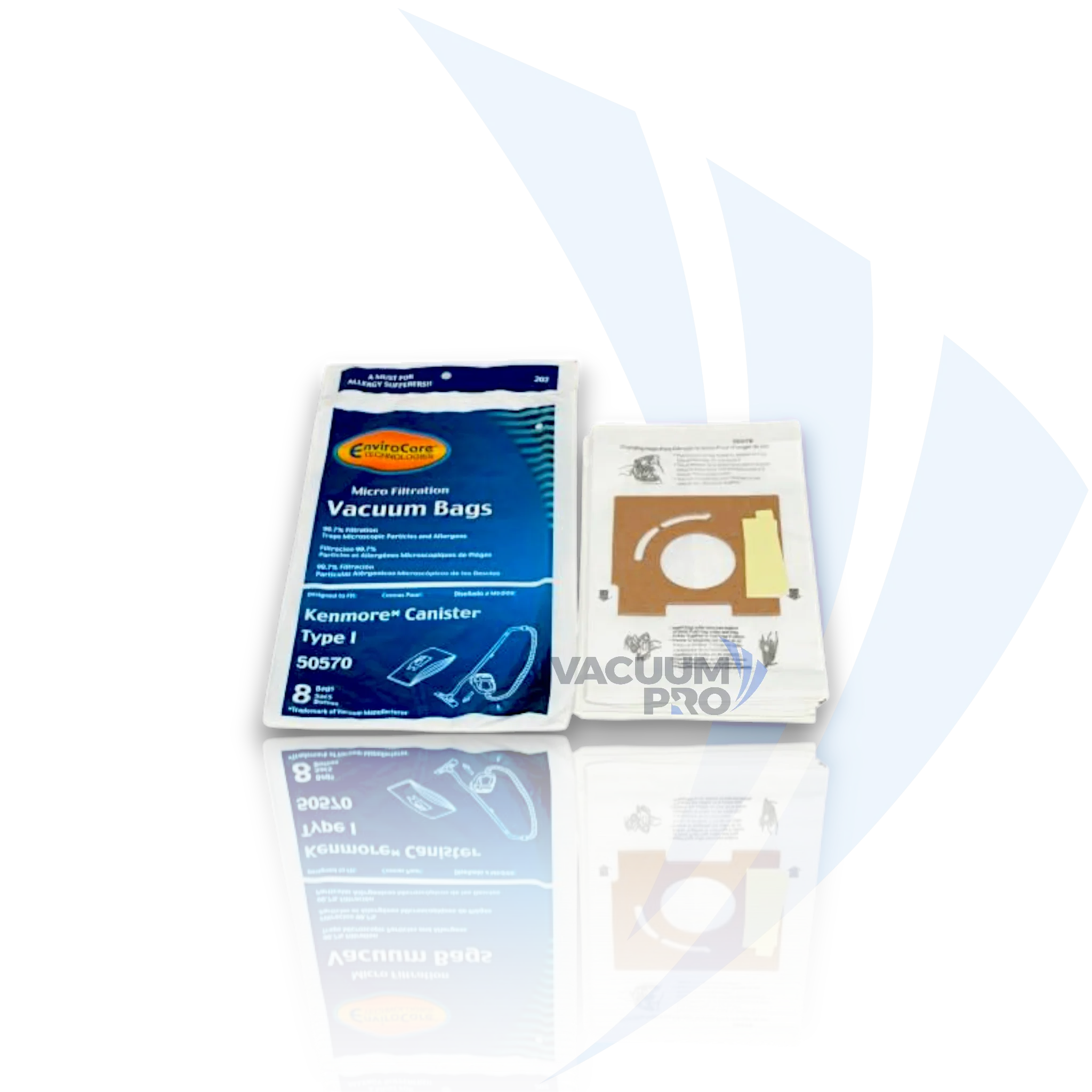 Replacement micro filter bags for Kenmore vacuum, Part #50570 Vacuum Micro Filter Bags - Micro Filtration, Fits Kenmore Canister 50570, Part #50570 (Pack of 8).
