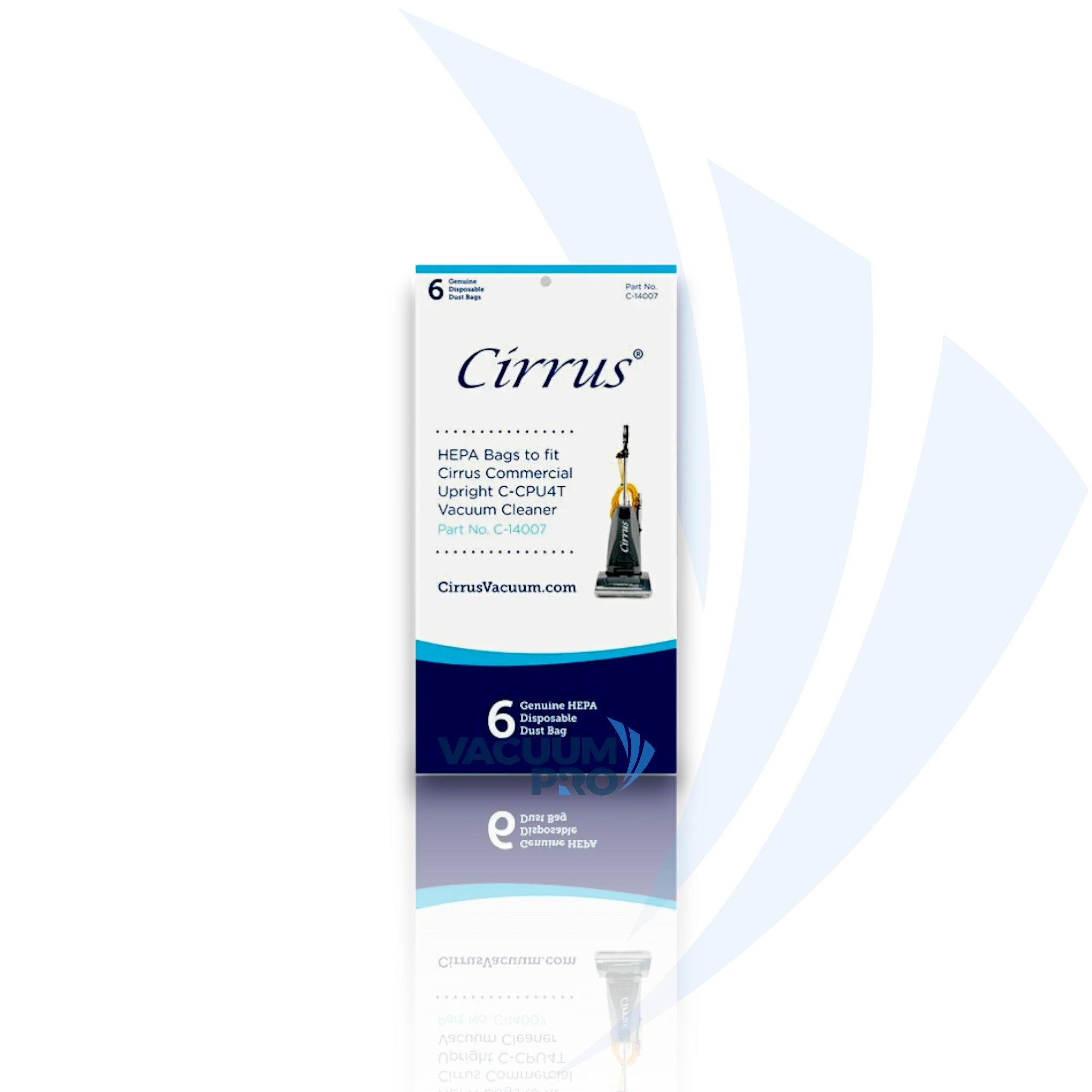 Replacement Vacuum HEPA Bags - Cirrus Style A High Filtration, Fits Cirrus CPU4T Upright, 6 Pack, Part #C-14007 (Pack of 6) for Cirrus vacuum, Part #C-14007