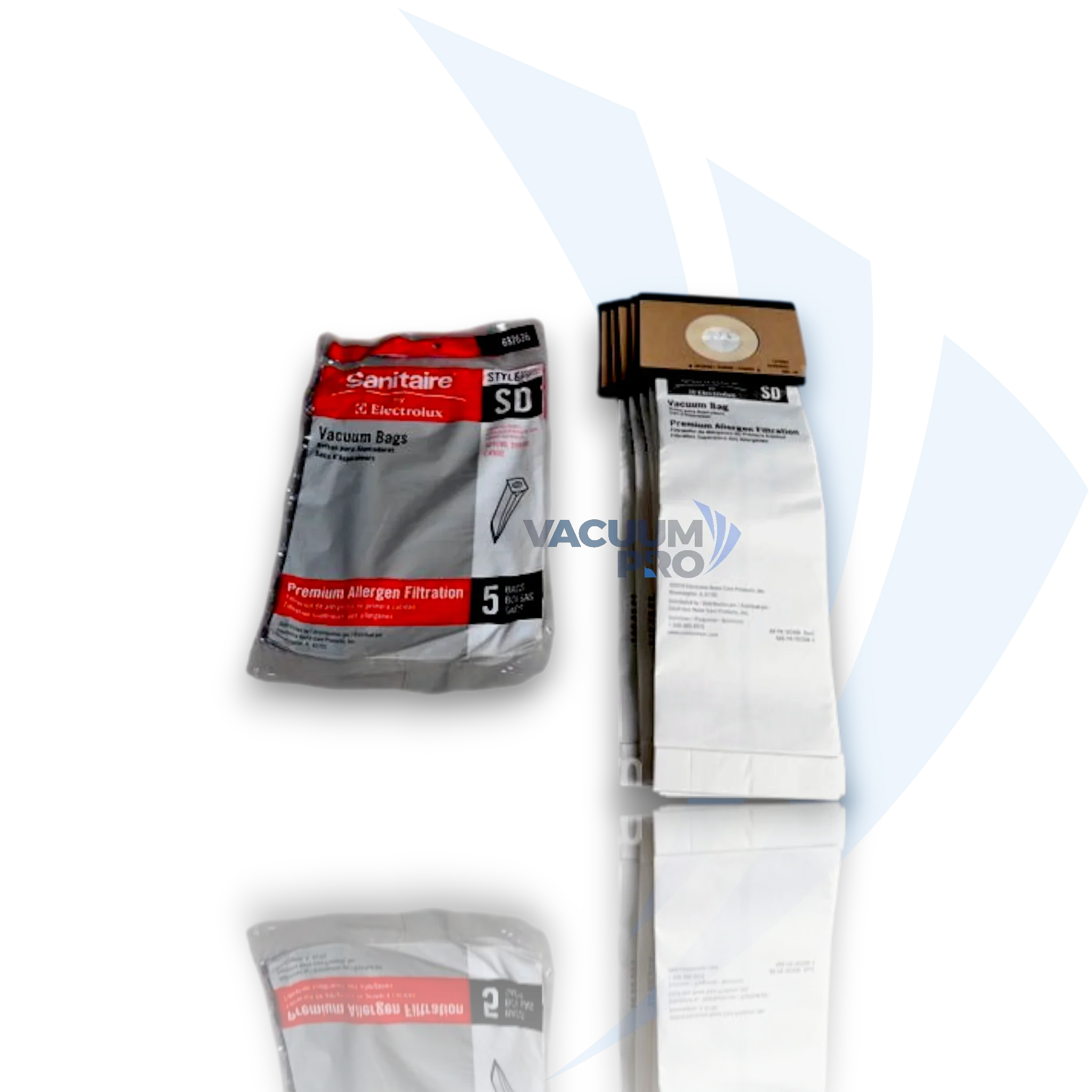 Replacement SD premium paper bags for Electrolux vacuum, Part #63262B10