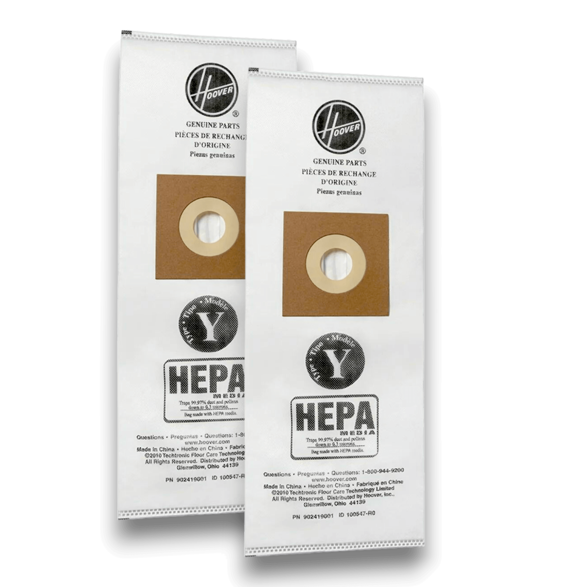 Hoover AH10040 Vacuum Bags for Type Y Upright Vacuums - Genuine 2 Pack, HEPA filtration bags for Hoover vacuums.