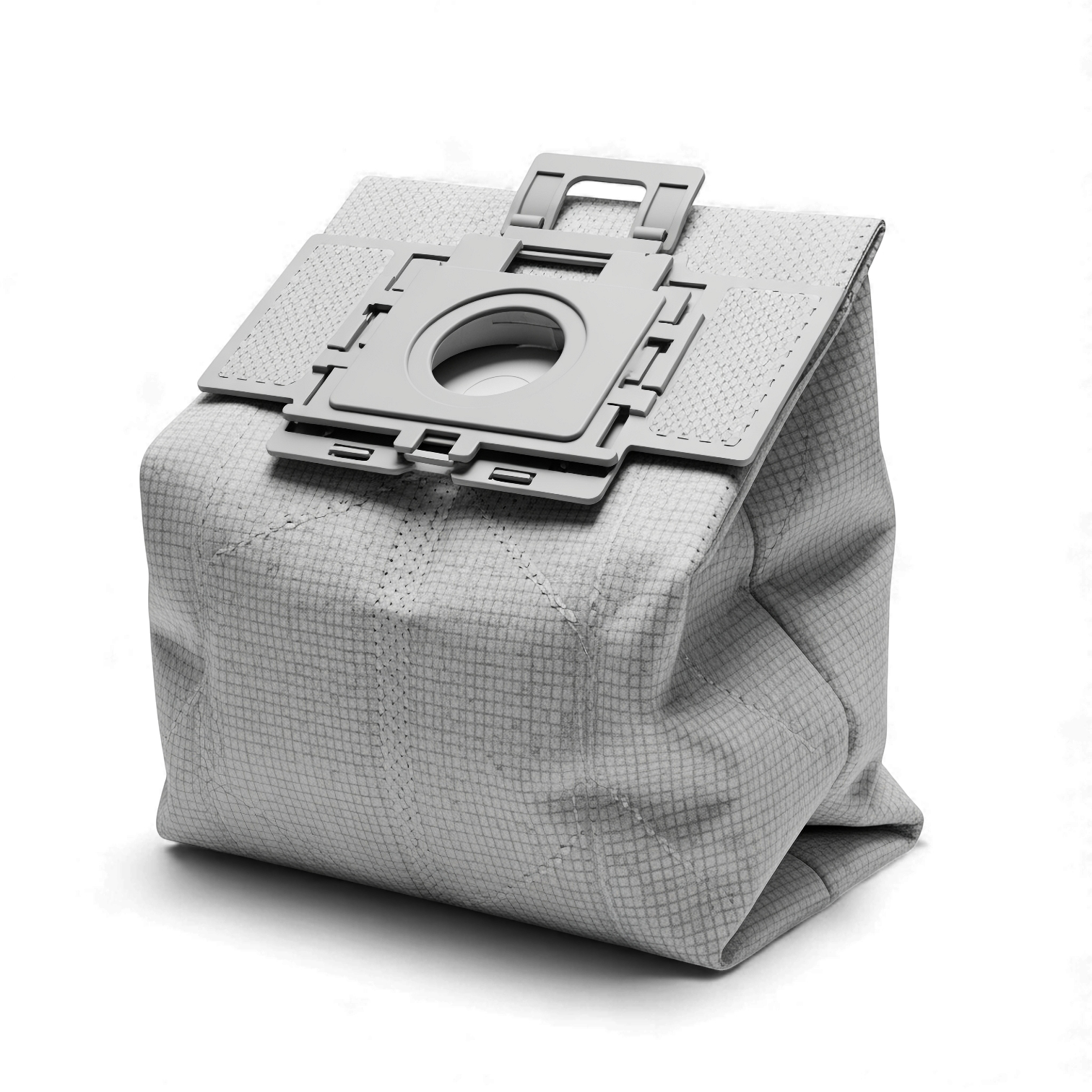 Reusable vacuum cleaner dust bag with plastic collar mount, gray fabric filter bag for canister vacuum replacement